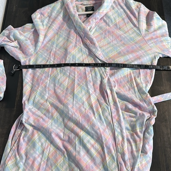 Vintage Laura Ashley Pastel Plaid Short Robe Size XL - Picture 5 of 6